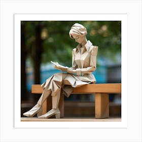 Origami Urban Woman Reading Art Print