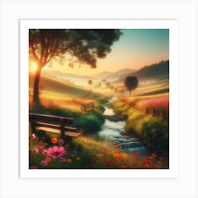 Sunset In The Countryside Art Print