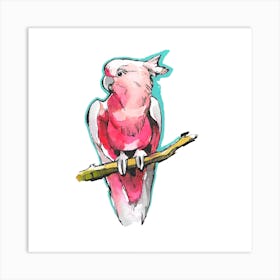Pink Tropical Parrot Art Print