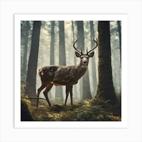 Deer In The Forest 214 Art Print