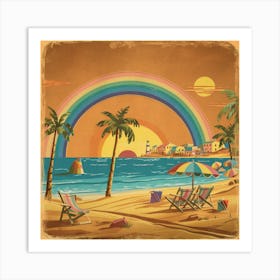 Rainbow At The Beach Art Print