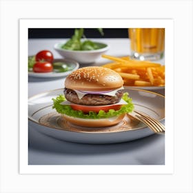 Hamburger On A Plate 105 Art Print