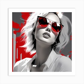  Girl In Red Sunglasses Art Print