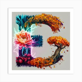 Letter E With Flowers 1 Art Print