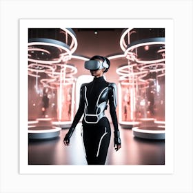 Futuristic Woman In Vr Headset 2 Art Print