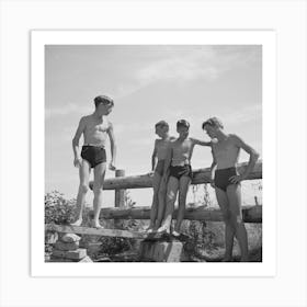 Rupert, Idaho, Schoolboys In Swimming By Russell Lee Art Print