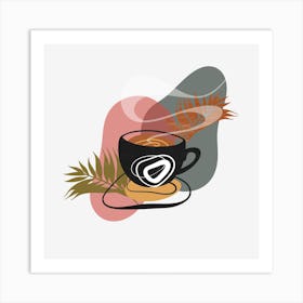 Coffee Cup With Leaves 9 Art Print