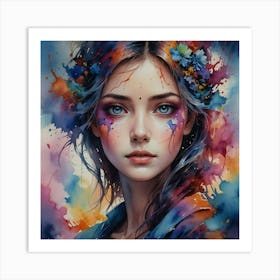 Girl With Flowers 3 Art Print