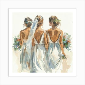 Watercolor Bride And Bridesmaids 1718374991 3 Art Print