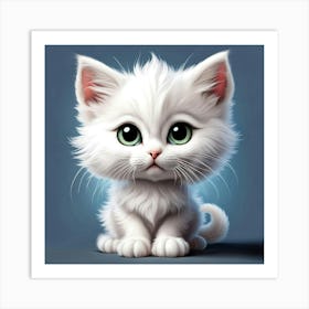 Cute White Kitten Art Print