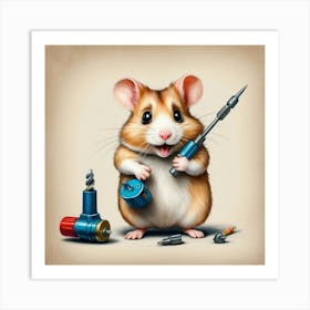 Hamster With Tools Art Print