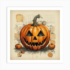 Technical Illustration Of Jack O Lantern Art Print