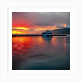 Sunset At The Pier Art Print