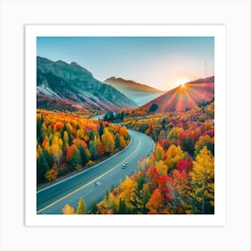 Autumn Road In The Mountains Art Print