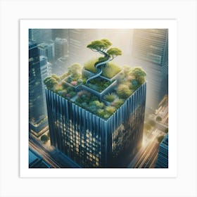 Tree On Top Of A Building Art Print