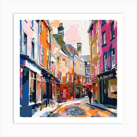 Street Scene In England Oil Painting Art Print