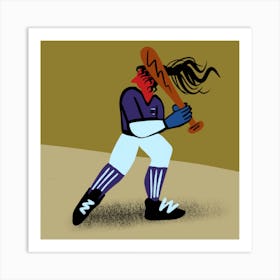 Baseball  Girl Square Art Print