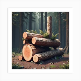 Logs In The Forest Art Print