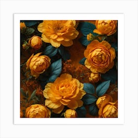 Yellow Peony Flowers Art Print