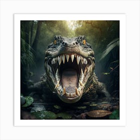 Crocodile In The Jungle Art Print