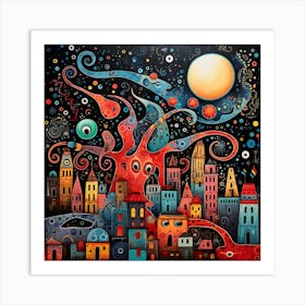 Octopus City 2 Art Print