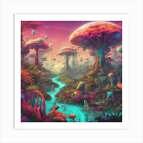 Imagination, Trippy, Synesthesia, Ultraneonenergypunk, Unique Alien Creatures With Faces That Looks (24) Art Print