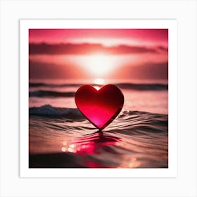 Heart on the beach made of glass Art Print