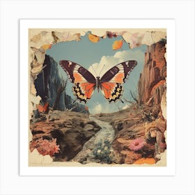 Butterfly In The Desert Vintage Scrapbook 2 Art Print