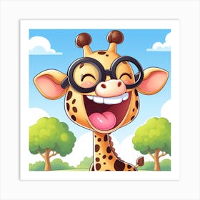 Giraffe With Glasses 5 Art Print