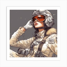 A Badass Anthropomorphic Fighter Pilot Woman, Extremely Low Angle, Atompunk, 50s Fashion Style, Intr (2) Art Print