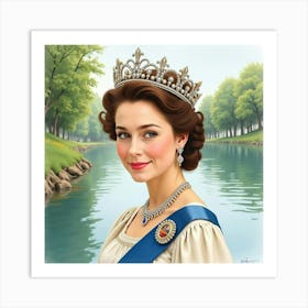 Watercolor Scene Of Young Queen Art Print