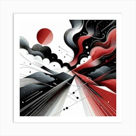 Black And Red Abstract Painting Art Print