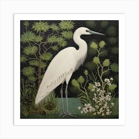 Ohara Koson Inspired Bird Painting Egret 3 Square Art Print