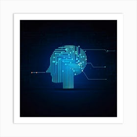 Abstract Head Silhouette Representing Cyber Security Geometric Shapes Interlocking To Form A Wallpa (4) Art Print