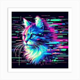 Glitch cat, Glitch art 3 Art Print