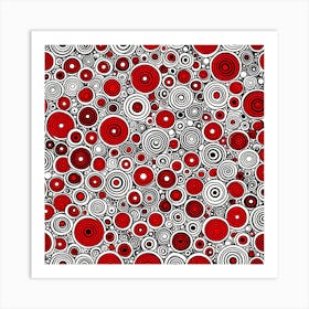 A Vibrant Retro Futuristic Seamless Pattern Featuring Atoms Red And Black And White, flat art, 207 Art Print