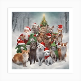 hobby lobby merry christmas wall decor Christmas Cats Art Print