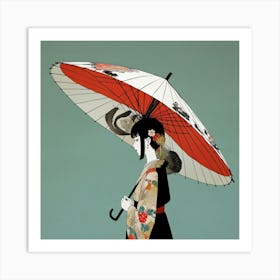 Japanese woman with umbrella 2 Art Print