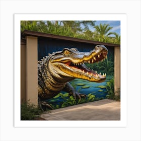 Alligator Garage Mural Art Print