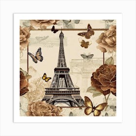 Paris Roses And Butterflies 20 Art Print