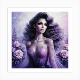 Beautiful Woman In Purple Dress Art Print