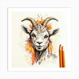 Goat Drawing 27 Art Print