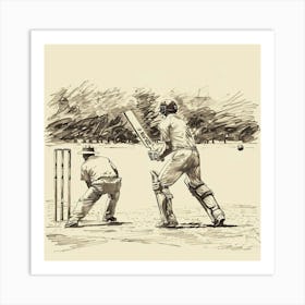 Cricket Player Playing The Game Art Print