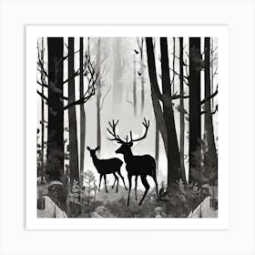 Deer In The Woods 1 Art Print