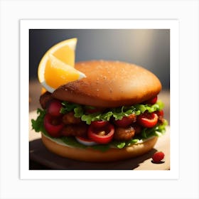 Chicken Burger Art Print