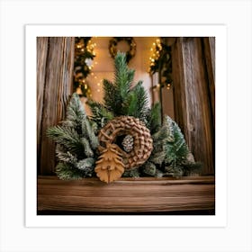 Firefly Extreme, Closeup, Shelf, Door, Christmas, Wreaths, Tree, Decoration, Holiday, Festive, Atmos (3) Art Print