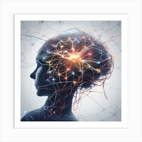 Woman With A Brain Art Print