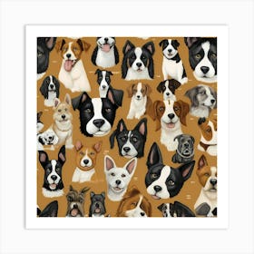 Dogs On A Brown Background Art Print