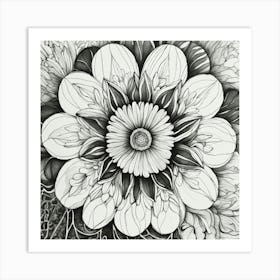 Black And White Flower Art Print