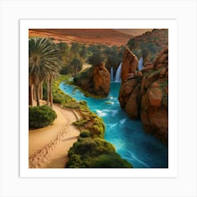 Waterfall In The Desert Art Print